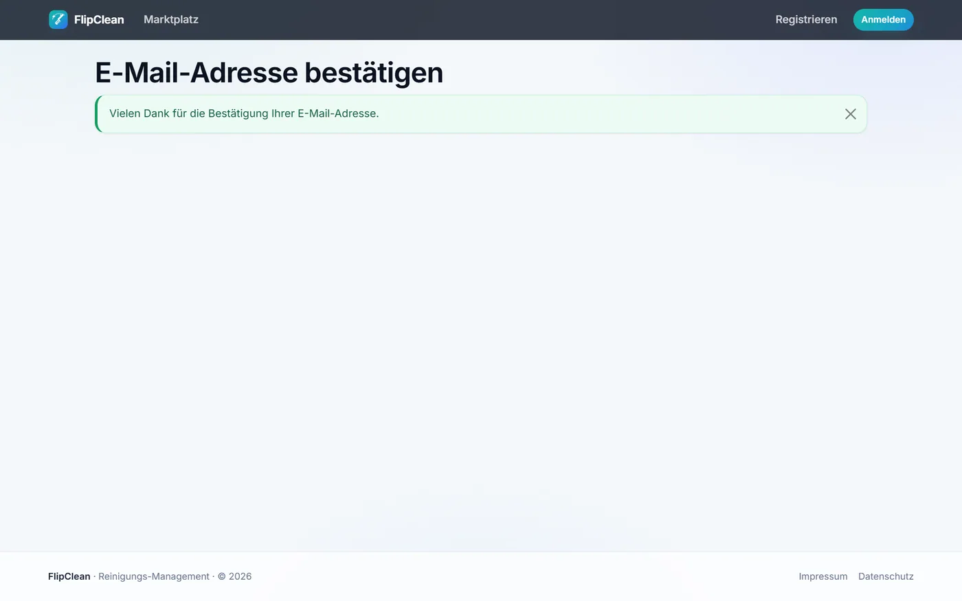 FlipClean – E-Mail bestätigt