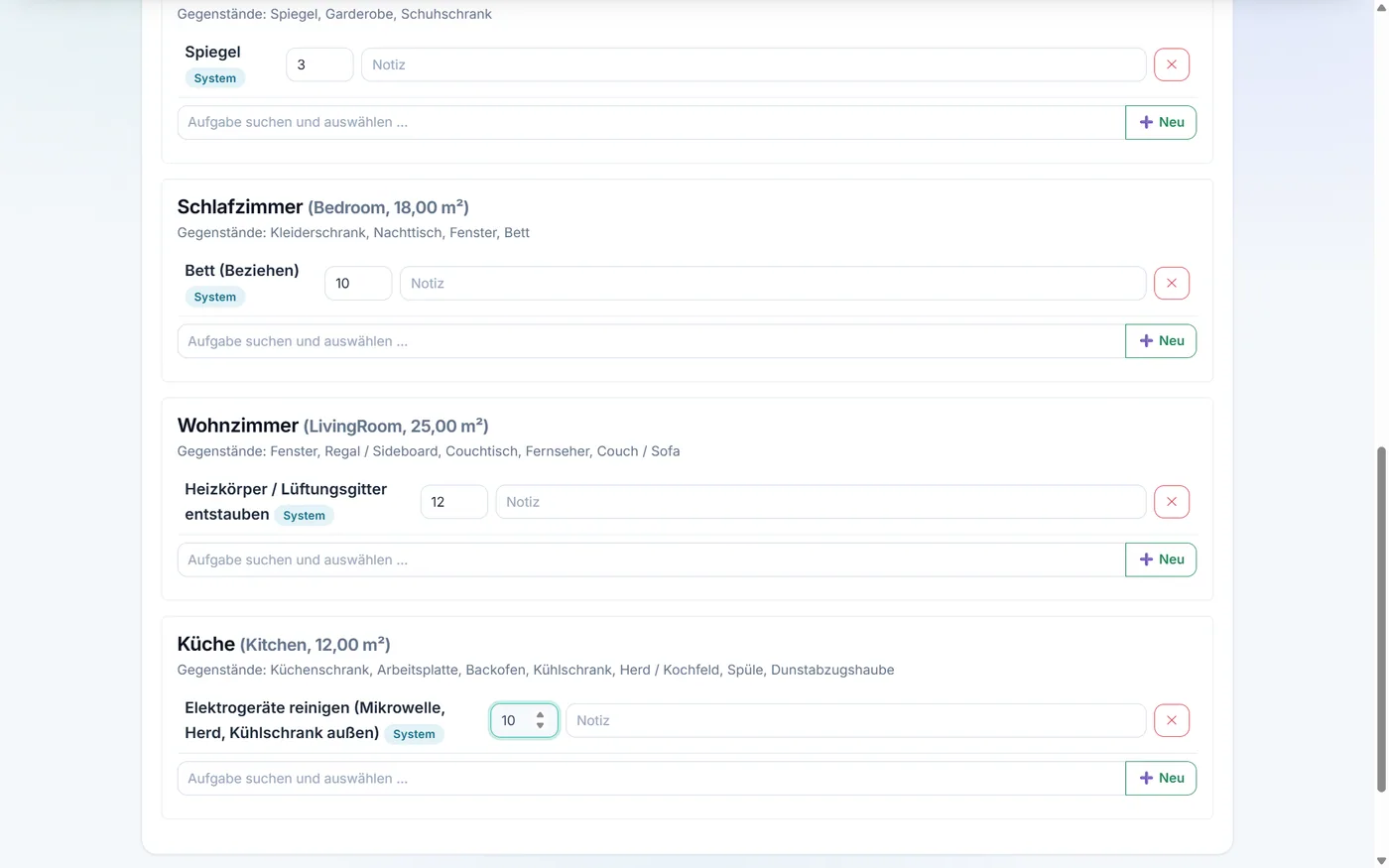 FlipClean – Putzplan anlegen