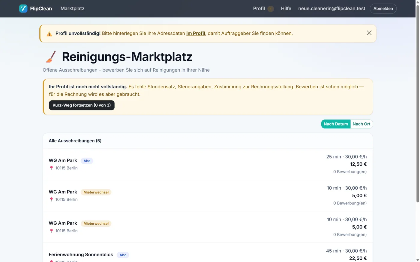 FlipClean – Der Kurz-Weg für die Abrechnung