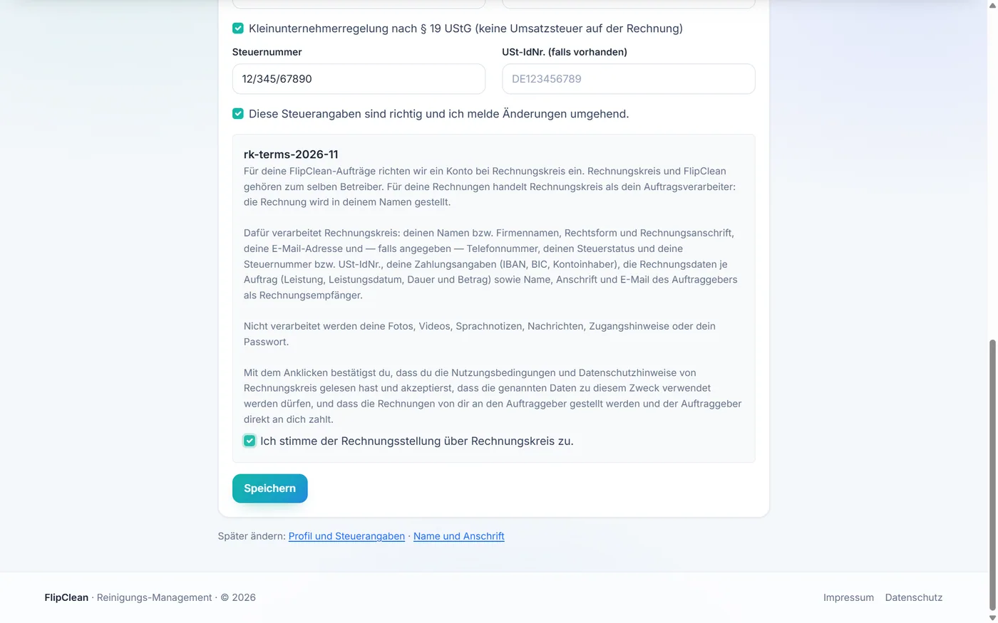 FlipClean – Abrechnung in drei Schritten