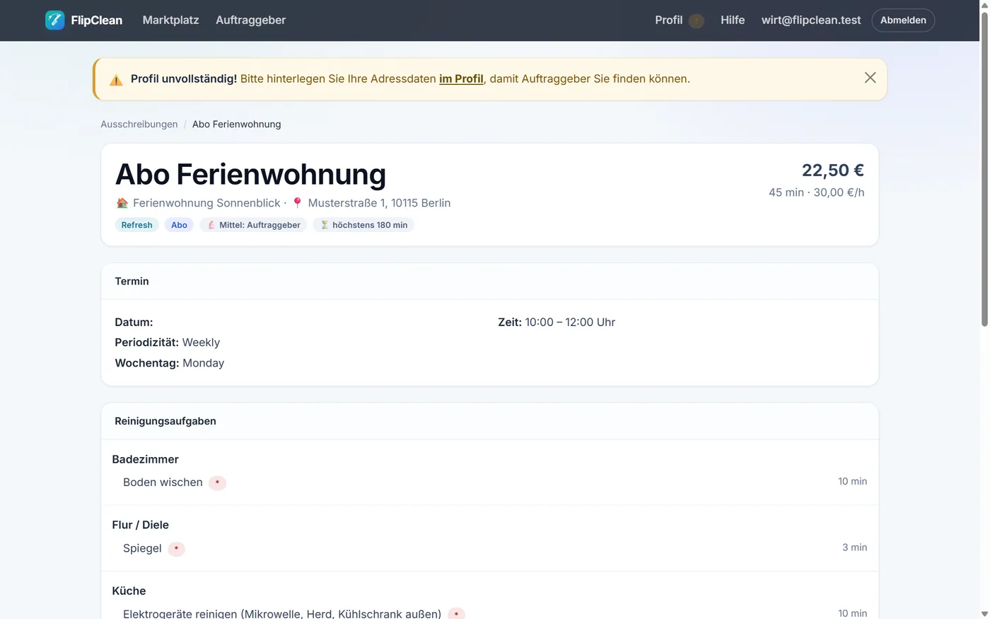 FlipClean – Bewerbungen vergleichen