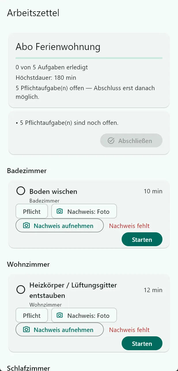 FlipClean – Der Arbeitszettel in der App