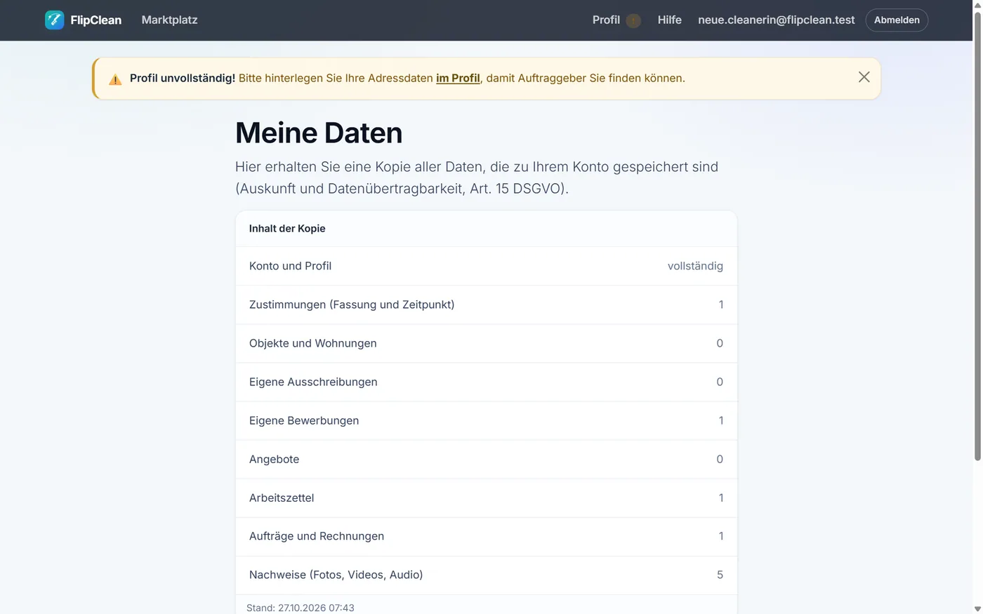 FlipClean – Kopie Ihrer Daten